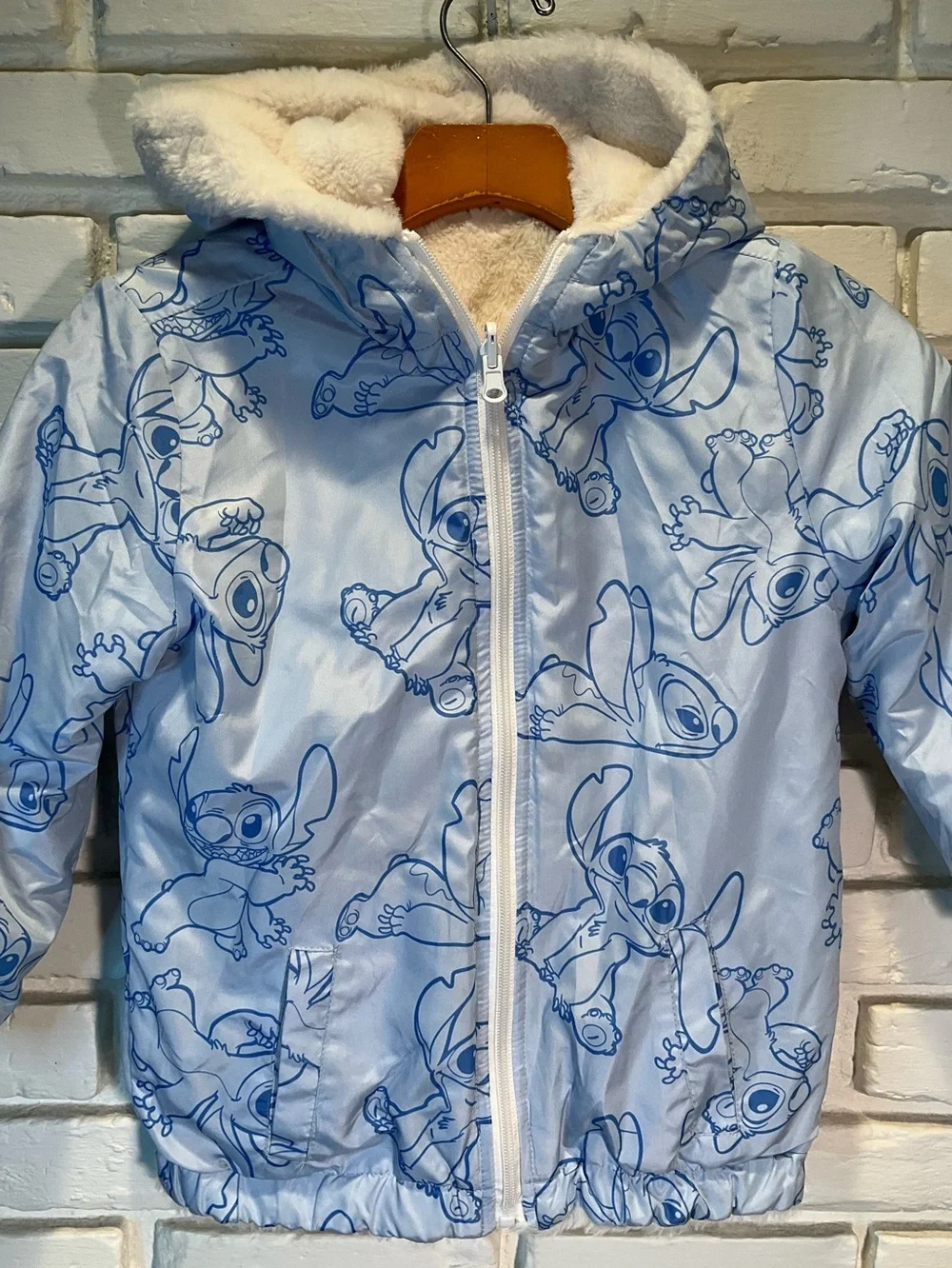 Disney Stitch Reversible fleece Jacket 6X with hood